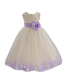 Ivory Elegant Wedding Pageant Special Events Petals Flower Girl Dress with Bow Tie Sash 302T(2)