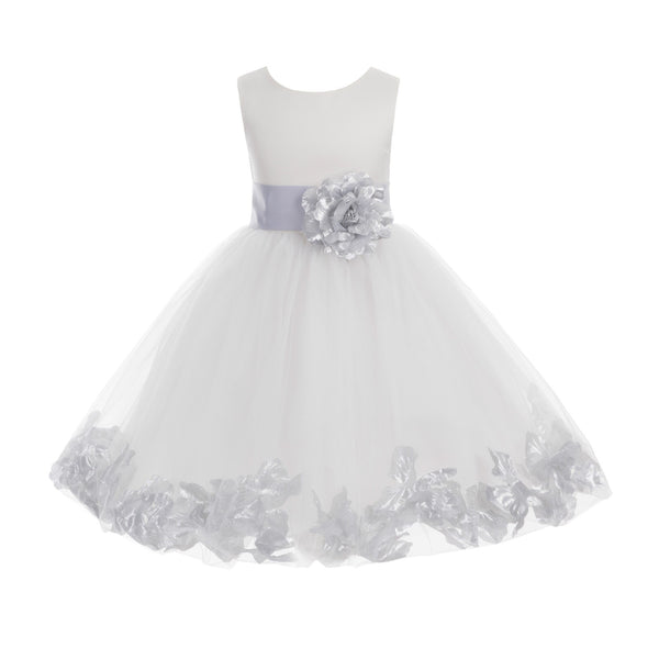 Ivory Elegant Wedding Pageant Special Events Petals Flower Girl Dress with Bow Tie Sash 302T(2)