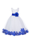 White Elegant Bridesmaid Pageant Special Occasions Rose Petals Flower Girl Dress 302T(4)