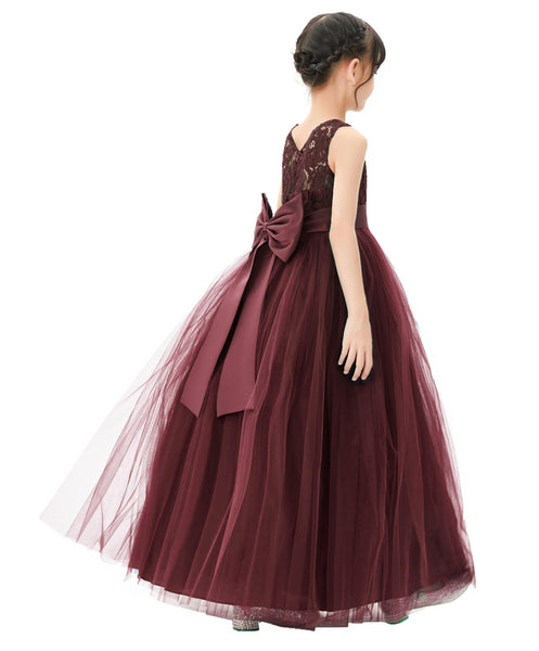 Illusion Lace Flower Girl Dress Communion Baptism Christening Ballroom Recital Evening Gown 331