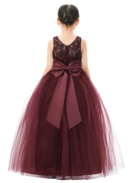 Illusion Lace Flower Girl Dress Communion Baptism Christening Ballroom Recital Evening Gown 331