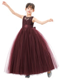 Illusion Lace Flower Girl Dress Communion Baptism Christening Ballroom Recital Evening Gown 331