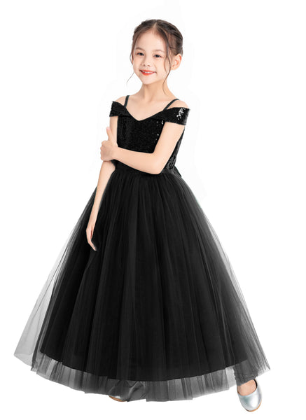 Off The Shoulder Sequin Flower Girl Dress Junior Pageant Gown Photoshoot Dresses for Toddlers 322