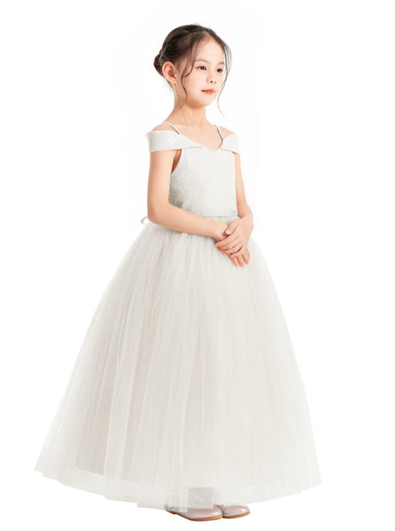 Off The Shoulder Sequin Flower Girl Dress Junior Pageant Gown Photoshoot Dresses for Toddlers 322