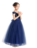Off The Shoulder Sequin Flower Girl Dress Junior Pageant Gown Photoshoot Dresses for Toddlers 322
