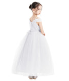 Off The Shoulder Sequin Flower Girl Dress Junior Pageant Gown Photoshoot Dresses for Toddlers 322