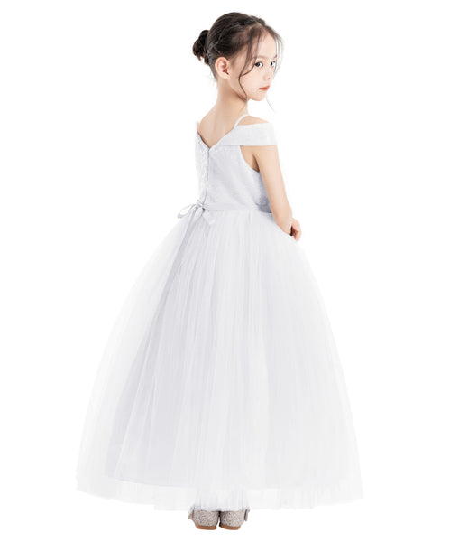 Off The Shoulder Sequin Flower Girl Dress Junior Pageant Gown Photoshoot Dresses for Toddlers 322