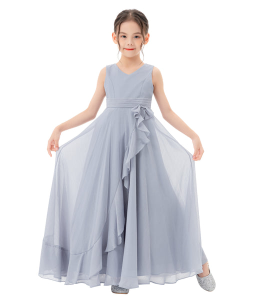 Ruffle Trim Chiffon Flower Girl Dress Pretty Princess Special Events Birthday Party Ballroom 324