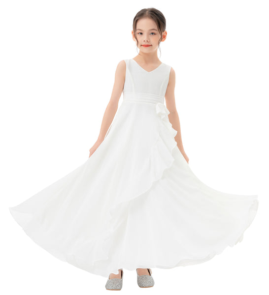 Ruffle Trim Chiffon Flower Girl Dress Pretty Princess Special Events Birthday Party Ballroom 324
