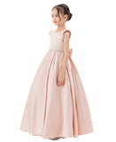 Satin V-Back Dress with Rhinestone for Special Occasions Beauty Pageants Junior Bridesmaids 326