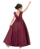 Satin V-Back Dress with Rhinestone for Special Occasions Beauty Pageants Junior Bridesmaids 326