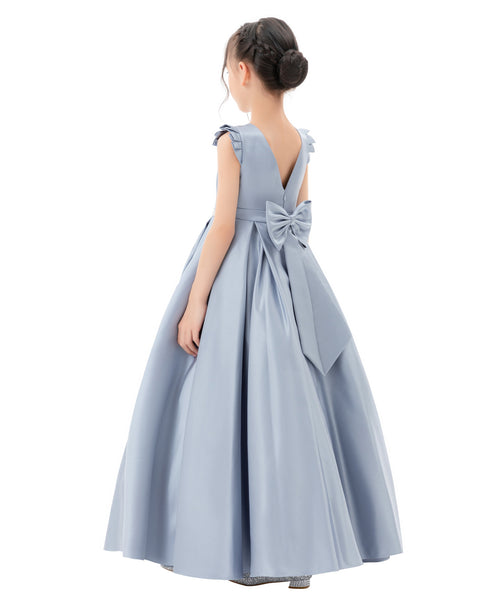 Satin V-Back Dress with Rhinestone for Special Occasions Beauty Pageants Junior Bridesmaids 326