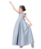 Satin V-Back Dress with Rhinestone for Special Occasions Beauty Pageants Junior Bridesmaids 326