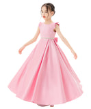 Satin V-Back Dress with Rhinestone for Special Occasions Beauty Pageants Junior Bridesmaids 326