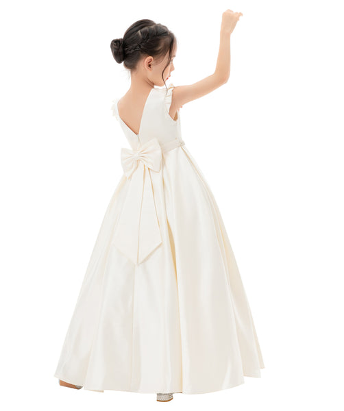 Satin V-Back Dress with Rhinestone for Special Occasions Beauty Pageants Junior Bridesmaids 326