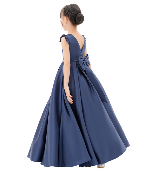 Satin V-Back Dress with Rhinestone for Special Occasions Beauty Pageants Junior Bridesmaids 326