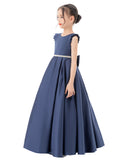 Satin V-Back Dress with Rhinestone for Special Occasions Beauty Pageants Junior Bridesmaids 326