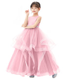 Heart Cutout Ruffle Skirt Flower Girl Dress Junior Bridesmaid Wedding Reception Birthday Party 329