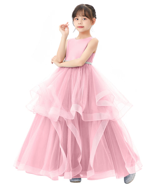 Heart Cutout Ruffle Skirt Flower Girl Dress Junior Bridesmaid Wedding Reception Birthday Party 329