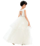 Heart Cutout Ruffle Skirt Flower Girl Dress Junior Bridesmaid Wedding Reception Birthday Party 329