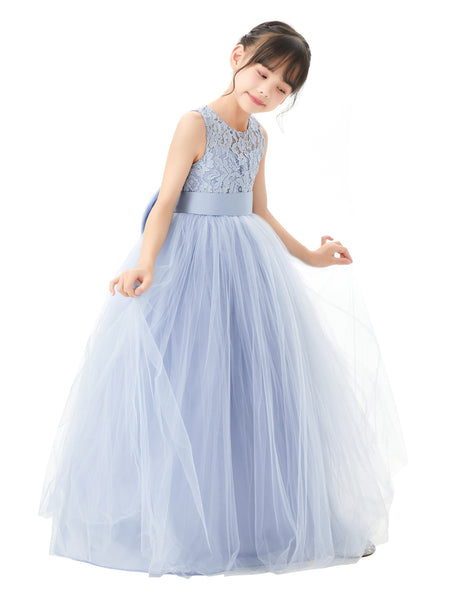 Illusion Lace Flower Girl Dress Communion Baptism Christening Ballroom Recital Evening Gown 331
