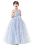 Illusion Lace Flower Girl Dress Communion Baptism Christening Ballroom Recital Evening Gown 331