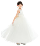 Illusion Lace Flower Girl Dress Communion Baptism Christening Ballroom Recital Evening Gown 331