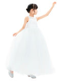 Illusion Lace Flower Girl Dress Communion Baptism Christening Ballroom Recital Evening Gown 331