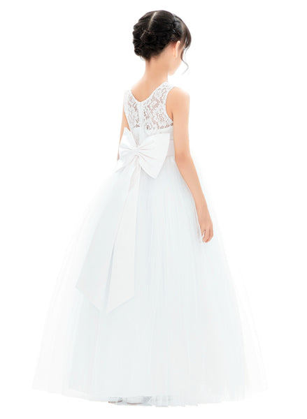 Illusion Lace Flower Girl Dress Communion Baptism Christening Ballroom Recital Evening Gown 331