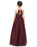 Lace Back Halter Flower Girl Dresses Formal Photoshoot Evening Gown Beauty Pageant Wedding Gown 332