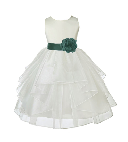 Ivory Shimmering Organza Flower Girl Dress Wedding Junior Bridesmaid Pageant Special Events 4613S(4)