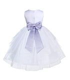 White Satin Shimmering Organza Flower Girl Dress Junior Formal Pageant Baptism Christening 4613T(3)