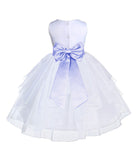 White Satin Shimmering Organza Flower Girl Dress Junior Formal Pageant Baptism Christening 4613T(1)