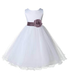 White Formal Wedding Pageant Special Occasions Rattail Edge Tulle Flower Girl Dress 829T(5)