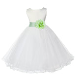 Ivory Formal Wedding Pageant Special Occasions Rattail Edge Tulle Flower Girl Dress 829T(5)