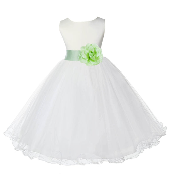Ivory Formal Wedding Pageant Special Occasions Rattail Edge Tulle Flower Girl Dress 829T(5)