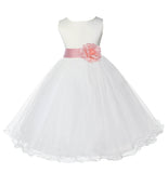 Ivory Formal Wedding Pageant Special Occasions Rattail Edge Tulle Flower Girl Dress 829T(4)