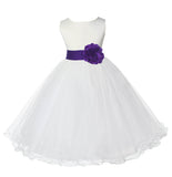 Ivory Formal Wedding Pageant Special Occasions Rattail Edge Tulle Flower Girl Dress 829T(4)