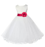 Ivory Formal Wedding Pageant Special Occasions Rattail Edge Tulle Flower Girl Dress 829T(4)