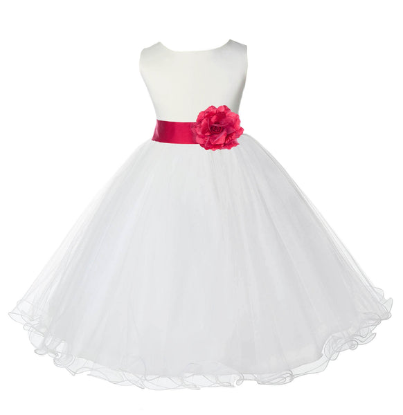 Ivory Formal Wedding Pageant Special Occasions Rattail Edge Tulle Flower Girl Dress 829T(4)