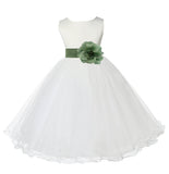 Ivory Formal Wedding Pageant Special Occasions Rattail Edge Tulle Flower Girl Dress 829T(1)