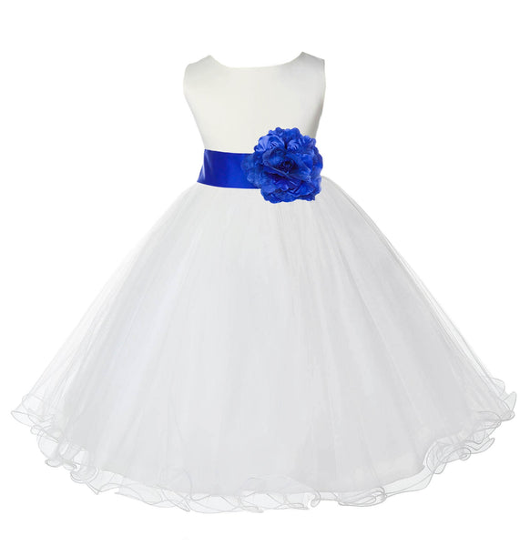 Ivory Formal Wedding Pageant Special Occasions Rattail Edge Tulle Flower Girl Dress 829T(4)