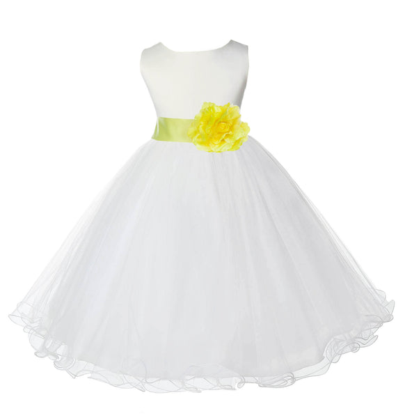 Ivory Formal Wedding Pageant Special Occasions Rattail Edge Tulle Flower Girl Dress 829T(4)