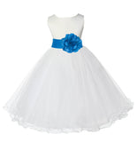 Ivory Formal Wedding Pageant Special Occasions Rattail Edge Tulle Flower Girl Dress 829T(4)