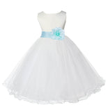 Ivory Formal Wedding Pageant Special Occasions Rattail Edge Tulle Flower Girl Dress 829T(4)