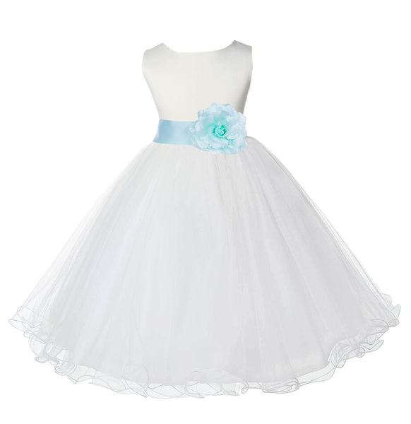 Ivory Formal Wedding Pageant Special Occasions Rattail Edge Tulle Flower Girl Dress 829T(4)