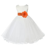 Ivory Formal Wedding Pageant Special Occasions Rattail Edge Tulle Flower Girl Dress 829T(2)