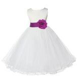 Ivory Formal Wedding Pageant Special Occasions Rattail Edge Tulle Flower Girl Dress 829T(5)