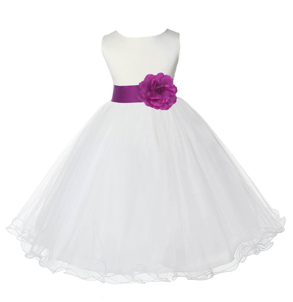 Ivory Formal Wedding Pageant Special Occasions Rattail Edge Tulle Flower Girl Dress 829T(5)