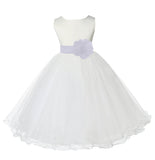 Ivory Formal Wedding Pageant Special Occasions Rattail Edge Tulle Flower Girl Dress 829T(2)